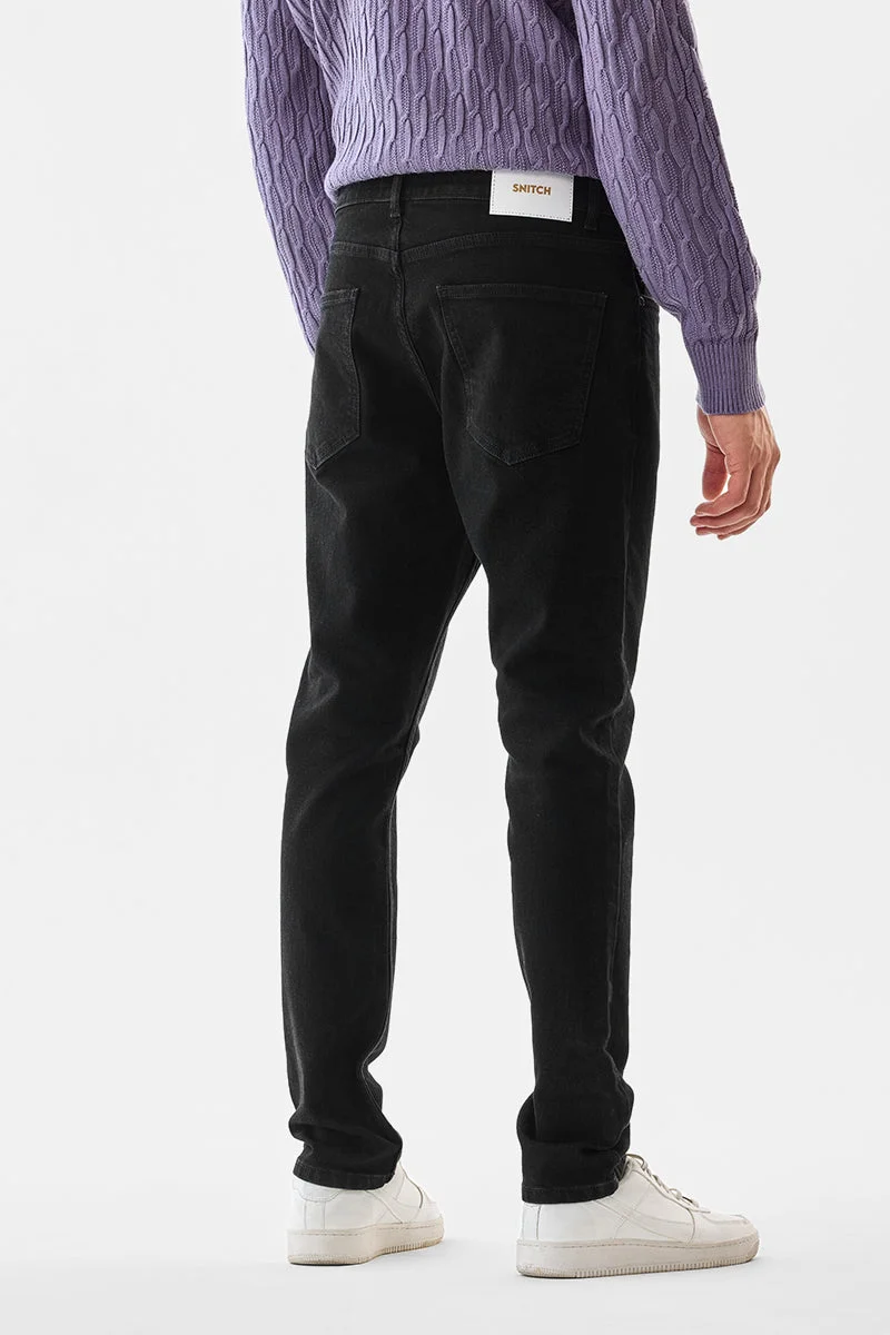 Snitch Black Tapered Slim Fit Jeans for Men | Best Price UAE